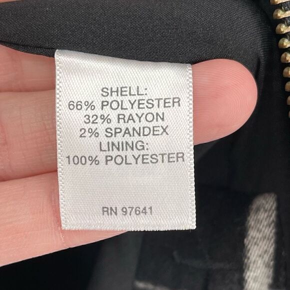 J Jill Windowpane Coat Zip Up Soft Warm Pockets Women Large Black White - Picture 4 of 5